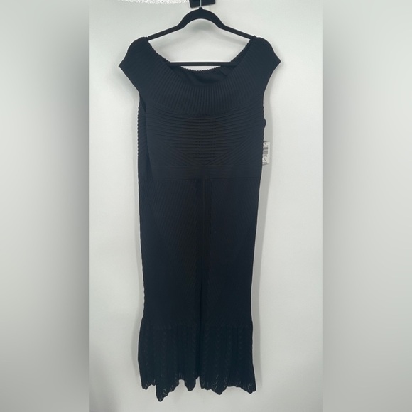 New TORRID 3 Black Sweater Trumpet Knit Midi Dress Off shoulder 3X $85 - Picture 5 of 6
